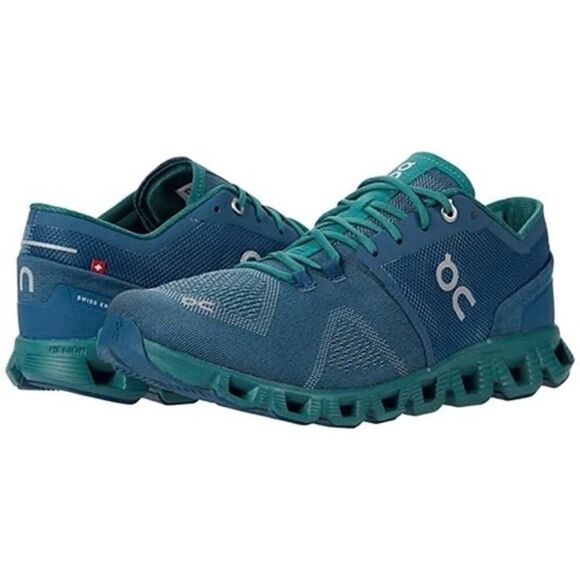 ON CLOUD X Running Shoes Men’s Storm Tide Blue Green Size 12.5 - Picture 1 of 13